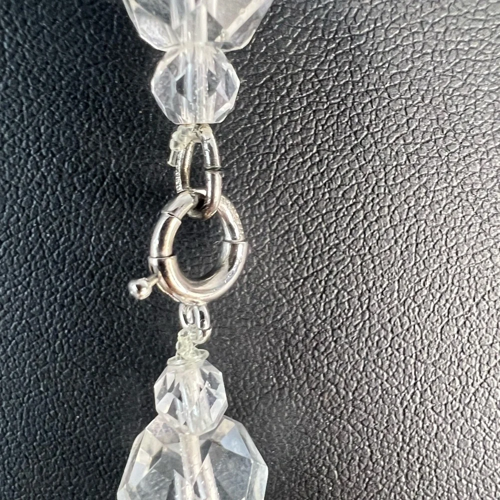 Vintage Faceted Glass Bead Necklace w/Sterling Silver Clasp 30” - Picture 4 of 6